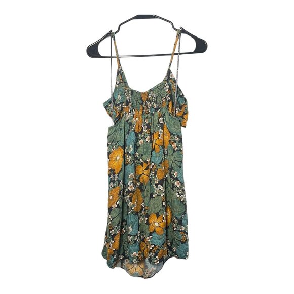 Volcom Floral Cut-Out Sundress with Front Tie – Size Large Boho Beach Festival D - Picture 6 of 8